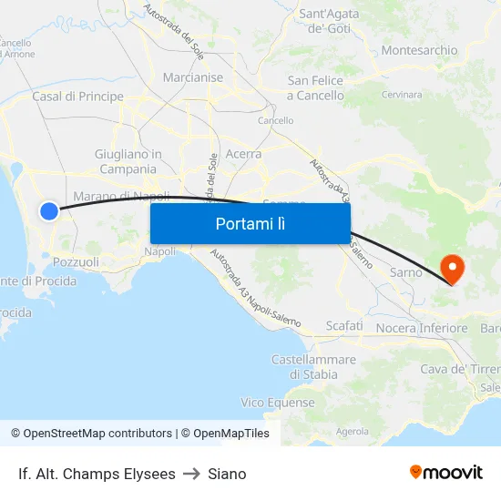 If. Alt. Champs Elysees to Siano map