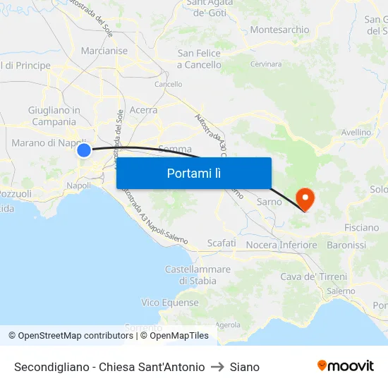 Secondigliano - Chiesa Sant'Antonio to Siano map