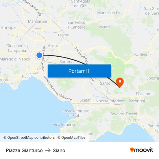 Piazza Gianturco to Siano map