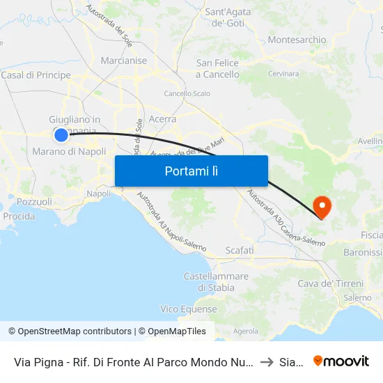 Via Pigna - Rif. Di Fronte Al Parco Mondo Nuovo to Siano map