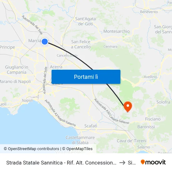 Strada Statale Sannitica - Rif. Alt. Concessionaria Mitsubisci to Siano map