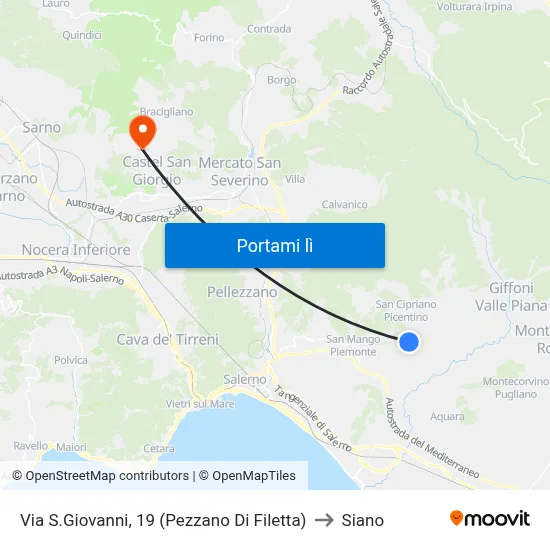 Via S.Giovanni, 19 (Pezzano Di Filetta) to Siano map