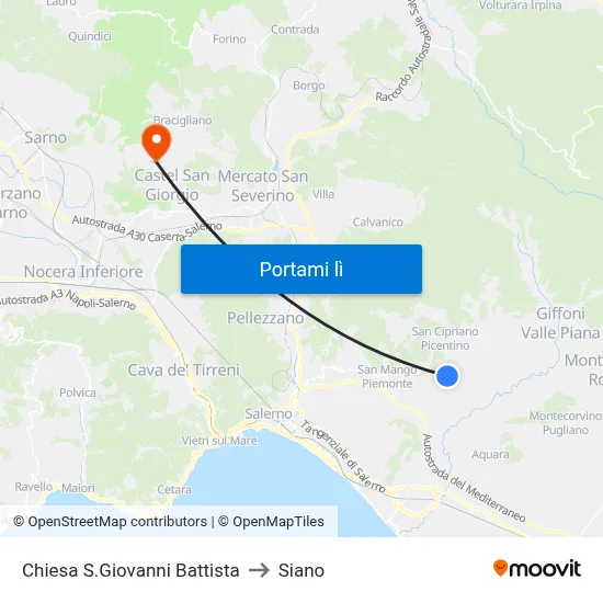 Chiesa S.Giovanni Battista to Siano map