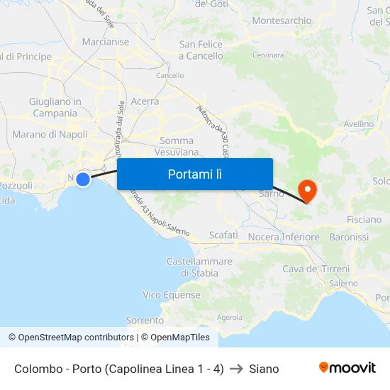 Colombo - Porto (Capolinea Linea 1 - 4) to Siano map