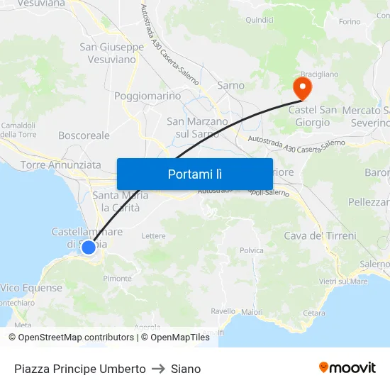 Piazza Principe Umberto to Siano map