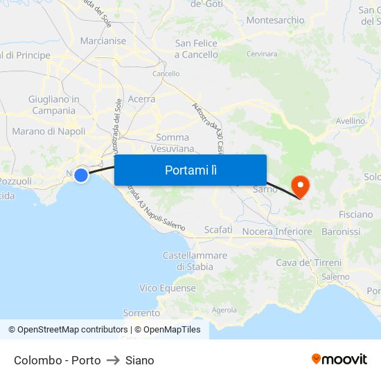 Colombo - Porto to Siano map