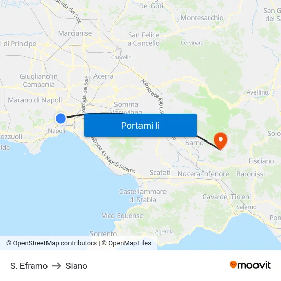 S. Eframo to Siano map