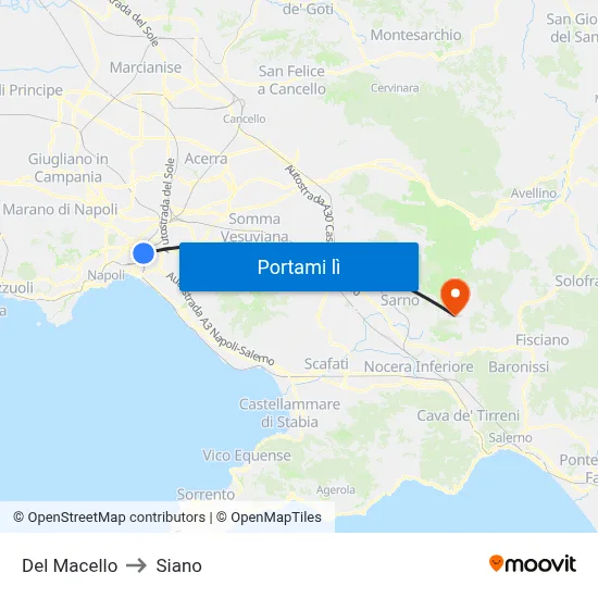 Del Macello to Siano map