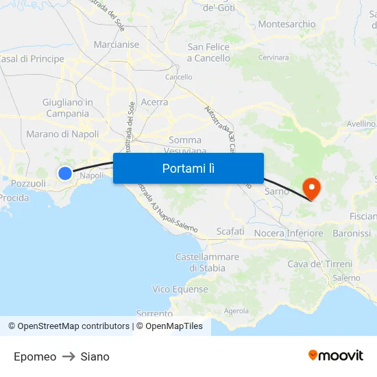 Epomeo to Siano map