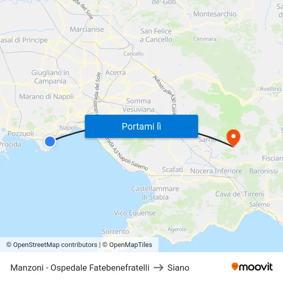 Manzoni - Ospedale Fatebenefratelli to Siano map