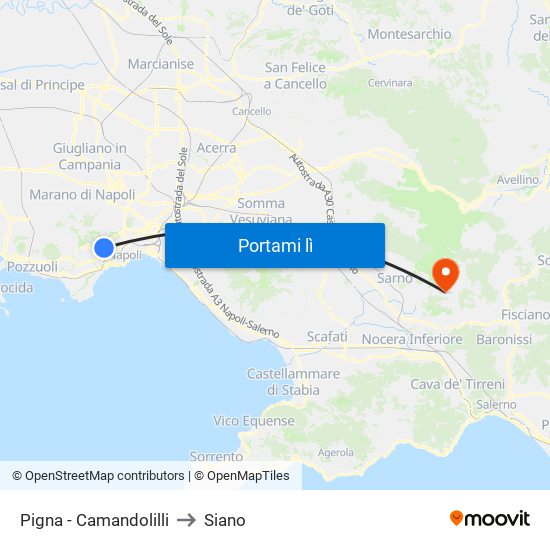 Pigna - Camandolilli to Siano map