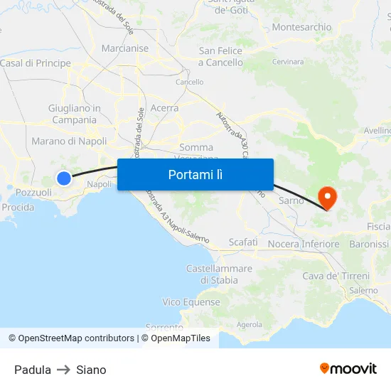 Padula to Siano map
