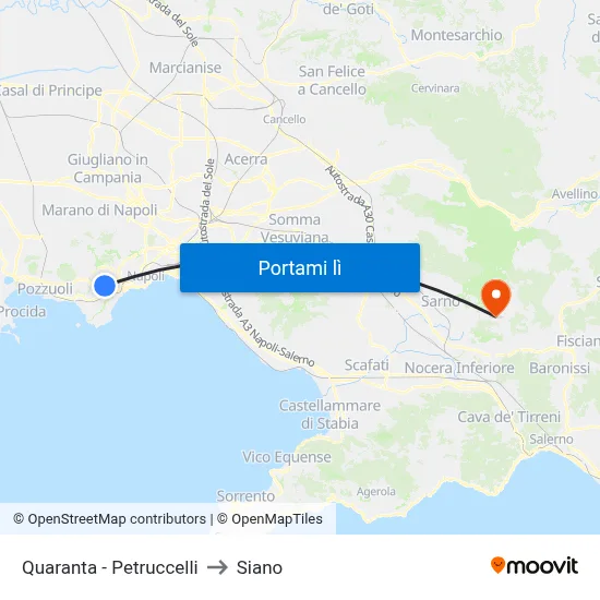 Quaranta - Petruccelli to Siano map