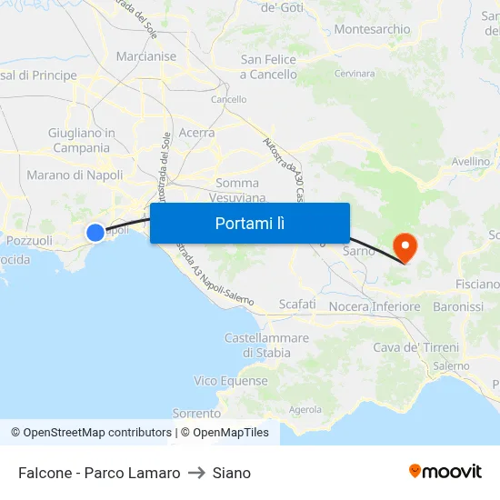 Falcone - Parco Lamaro to Siano map