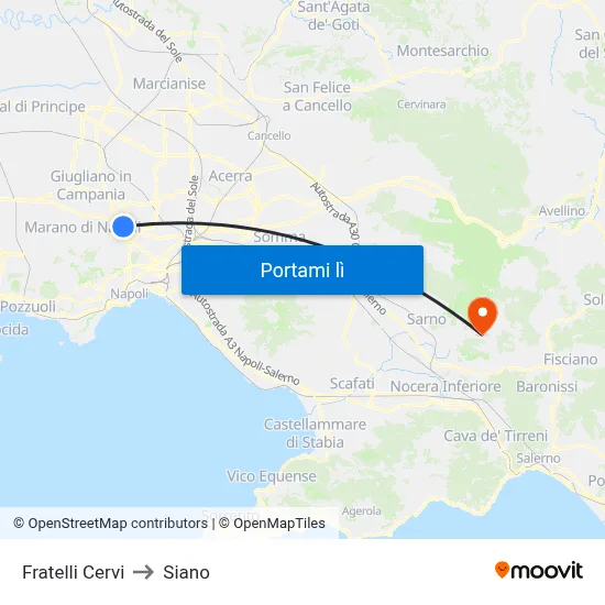 Fratelli Cervi to Siano map