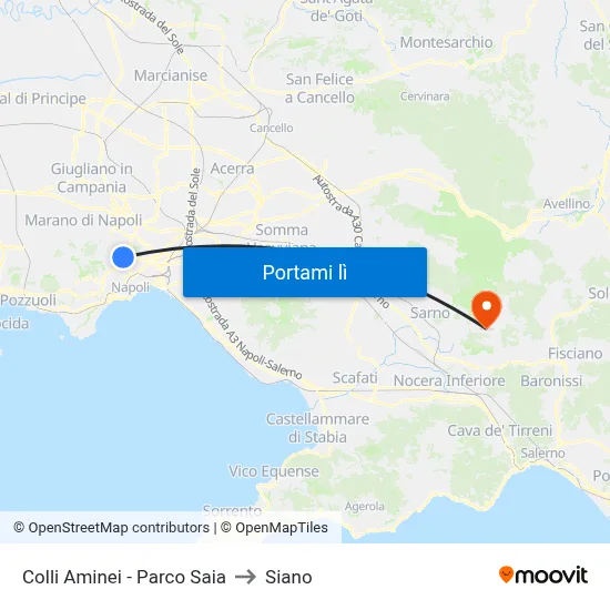 Colli Aminei - Parco Saia to Siano map