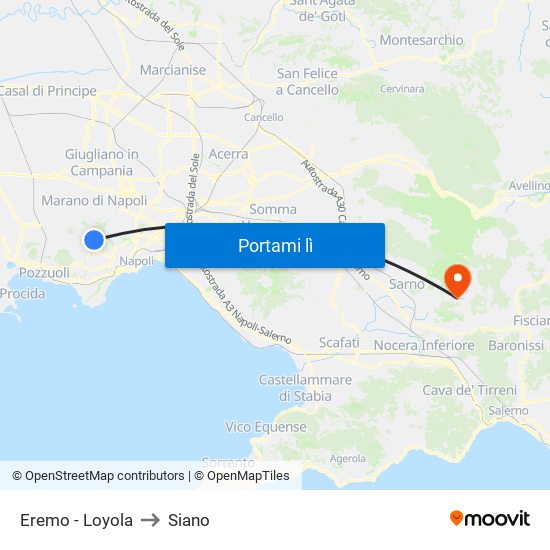Eremo - Loyola to Siano map