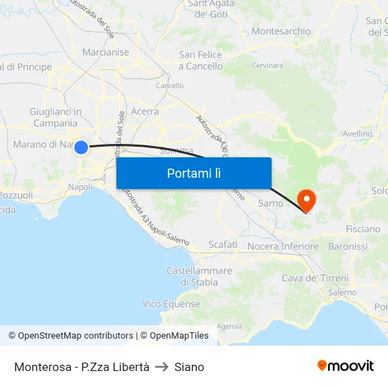 Monterosa - P.Zza Libertà to Siano map