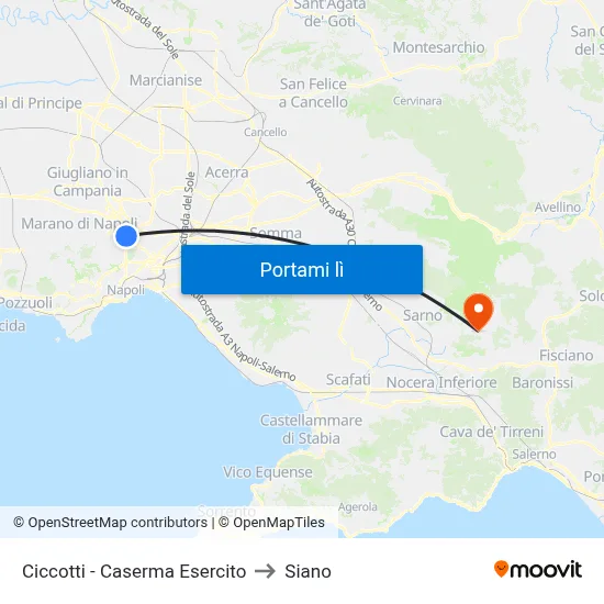 Ciccotti - Caserma Esercito to Siano map