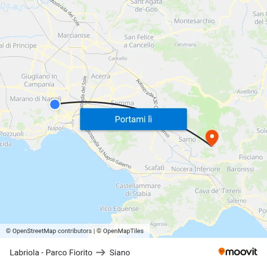 Labriola - Parco Fiorito to Siano map