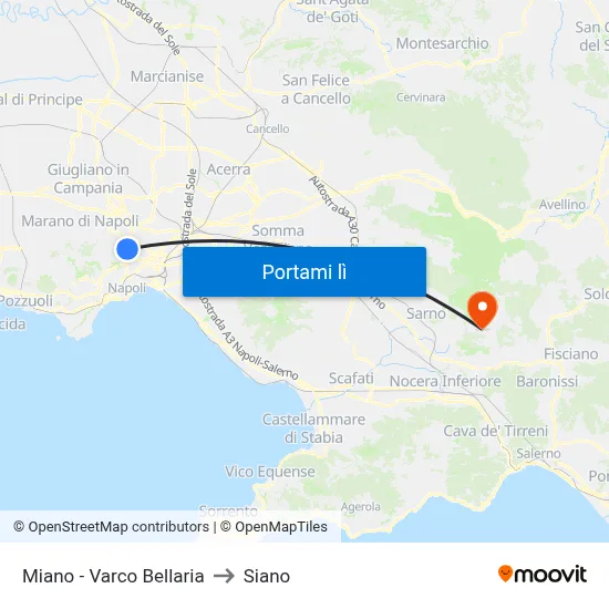 Miano - Varco Bellaria to Siano map