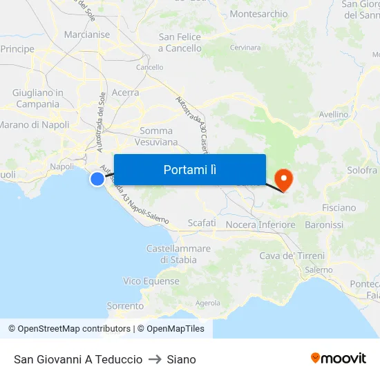 San Giovanni A Teduccio to Siano map