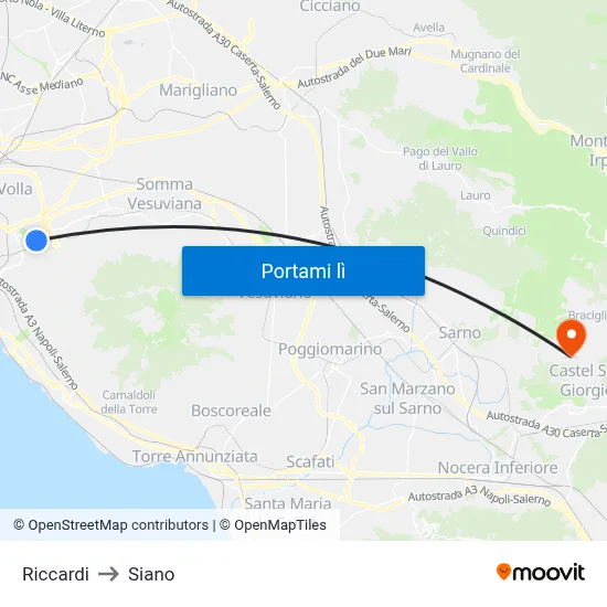 Riccardi to Siano map