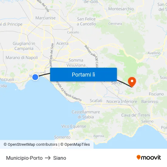Municipio-Porto to Siano map
