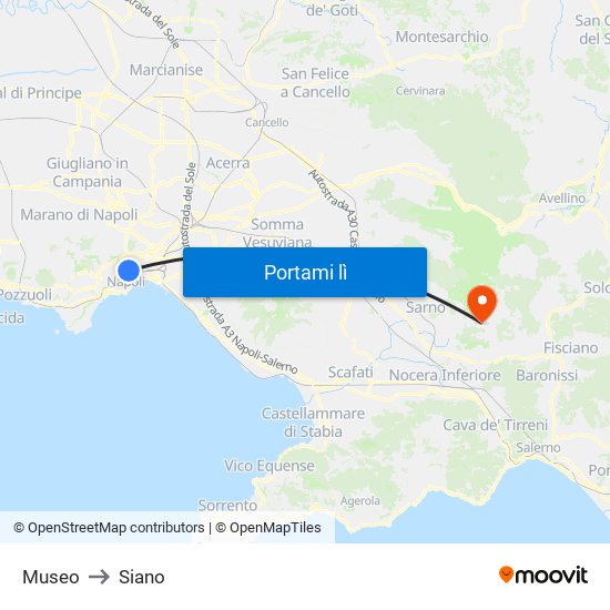Museo to Siano map
