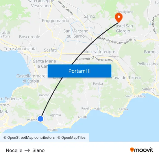 Nocelle to Siano map