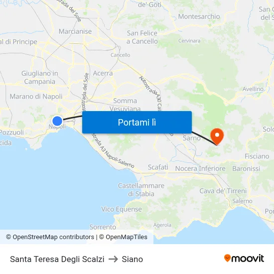 Santa Teresa Degli Scalzi to Siano map