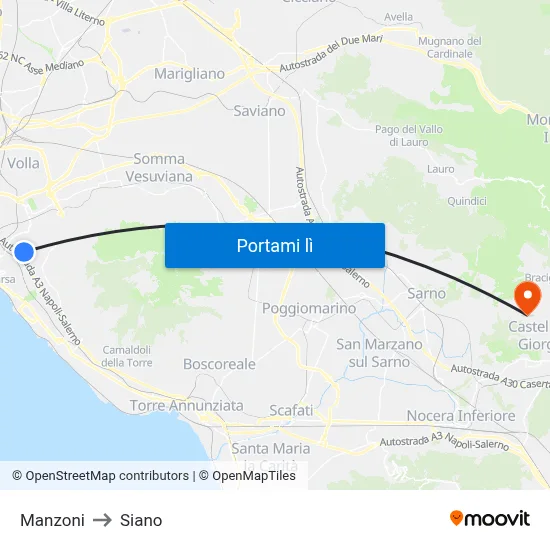 Manzoni to Siano map