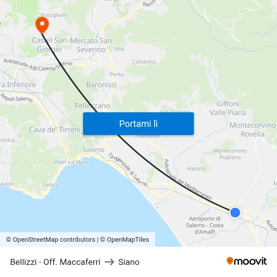 Bellizzi - Off. Maccaferri to Siano map