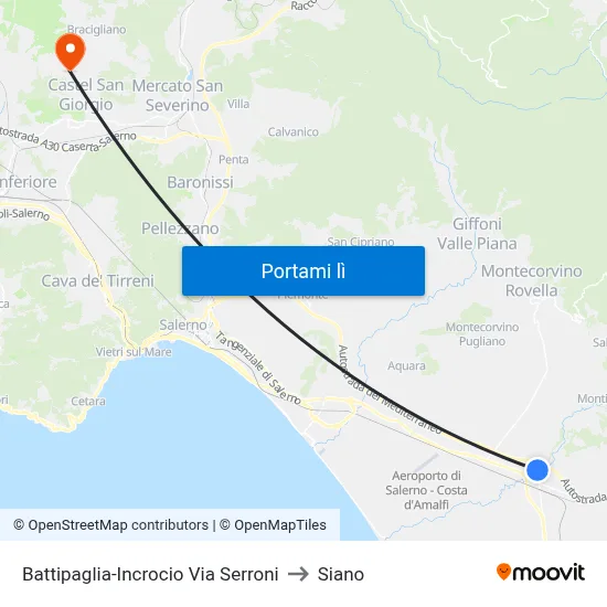 Battipaglia-Incrocio Via Serroni to Siano map