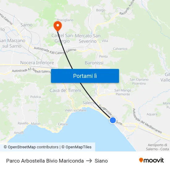 Parco Arbostella Bivio Mariconda to Siano map