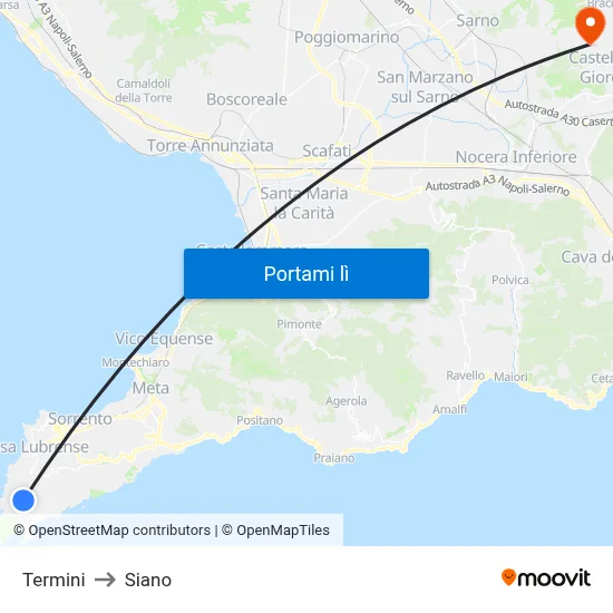 Termini to Siano map