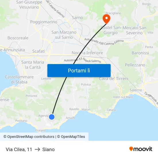 Via Cilea, 11 to Siano map