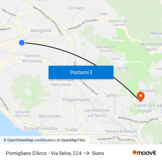 Pomigliano D'Arco - Via Selva, 224 to Siano map