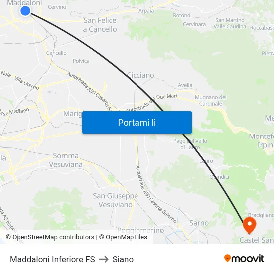 Maddaloni Inferiore FS to Siano map