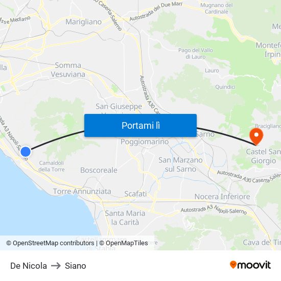 De Nicola to Siano map