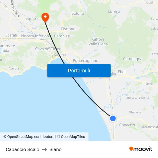 Capaccio Scalo to Siano map