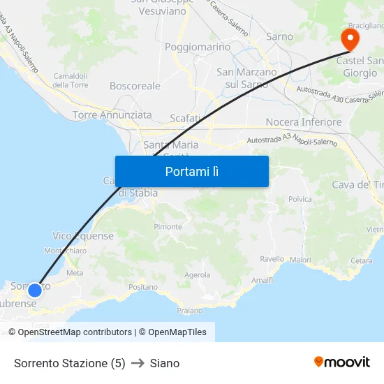 Sorrento Stazione (5) to Siano map