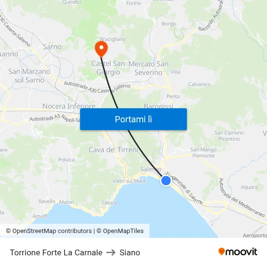 Torrione Forte La Carnale to Siano map