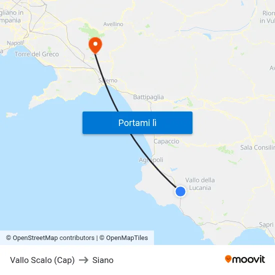 Vallo Scalo (Cap) to Siano map