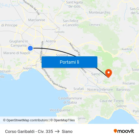 Corso Garibaldi - Civ. 335 to Siano map