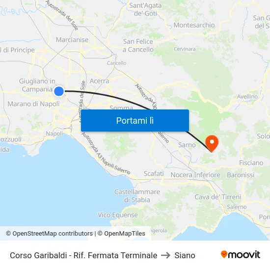Corso Garibaldi - Rif. Fermata Terminale to Siano map