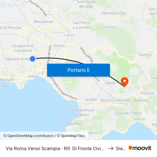 Via Roma Verso Scampia - Rif. Di Fronte Civico N° 138a to Siano map