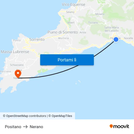 Positano to Nerano map
