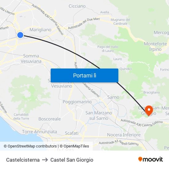 Castelcisterna to Castel San Giorgio map