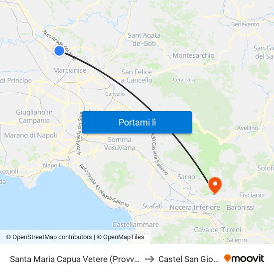 Santa Maria Capua Vetere (Provvisoria) to Castel San Giorgio map